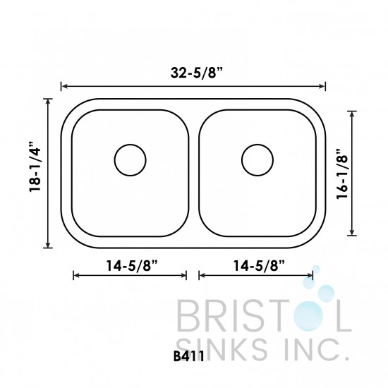 B411 Undermount Stainless Steel Double Bowl Kitchen Sink