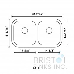 B411 Undermount Stainless Steel Double Bowl Kitchen Sink