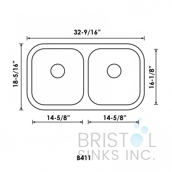 B411 Undermount Stainless Steel Double Bowl Kitchen Sink