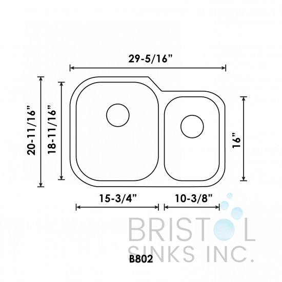 B802 Undermount Stainless Steel Double Bowl Kitchen Sink