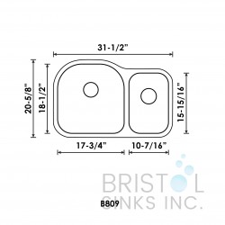 B809 Undermount Stainless Steel Double Bowl Kitchen Sink