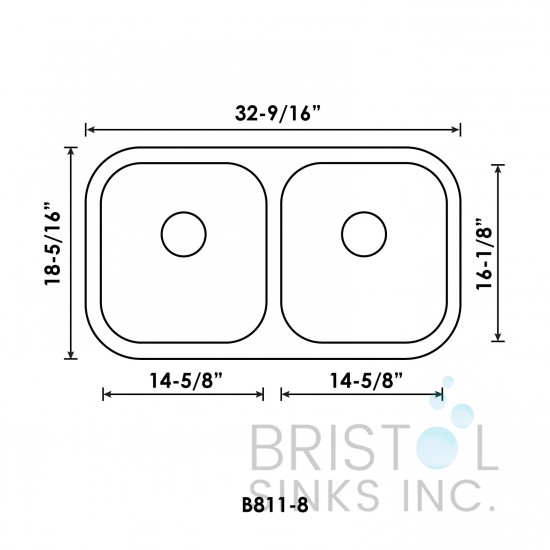 B811-8 Undermount Stainless Steel Double Bowl Kitchen Sink