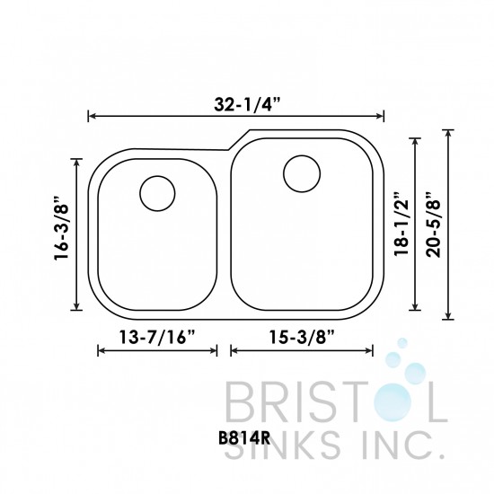 B814-R Undermount Stainless Steel Double Bowl Kitchen Sink