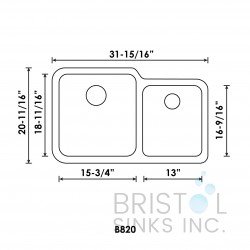 B820 Undermount Stainless Steel Double Bowl Kitchen Sink