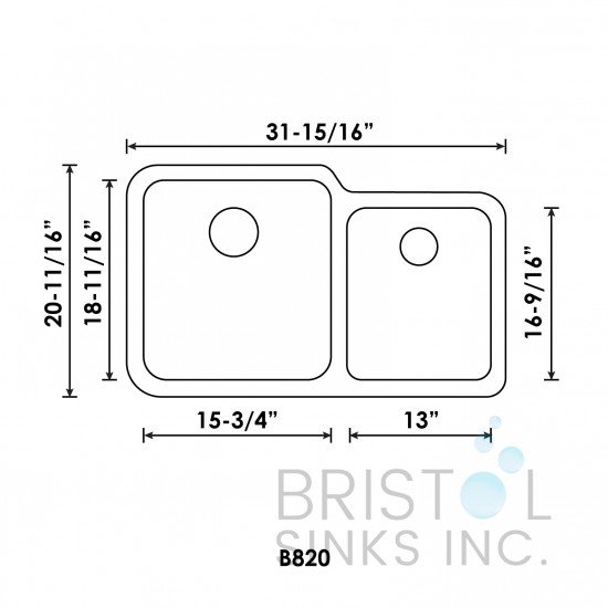 B820 Undermount Stainless Steel Double Bowl Kitchen Sink