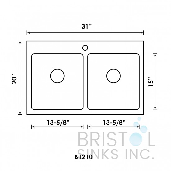 B1210 Drop-In Stainless Steel 1-Hole Double Bowl Kitchen Sink