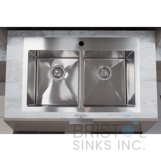B1210 Drop-In Stainless Steel 1-Hole Double Bowl Kitchen Sink
