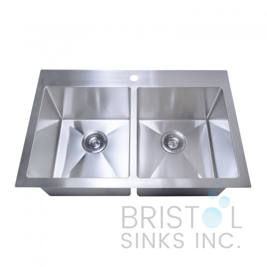 B1210 Drop-In Stainless Steel 1-Hole Double Bowl Kitchen Sink