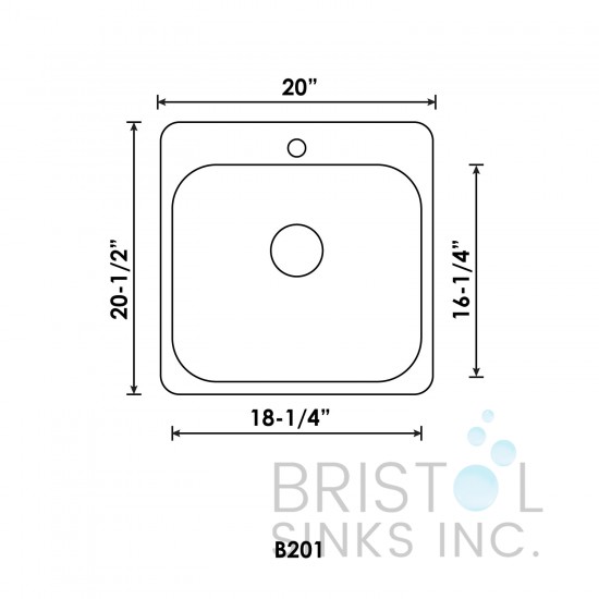 B201 Drop-In Stainless Steel 1-Hole Single Bowl Kitchen Sink