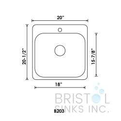 B203 Drop-In Stainless Steel 1-Hole Single Bowl Kitchen Sink