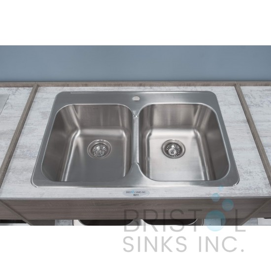 B211 Top-mount Stainless Steel 1-Hole Double Bowl Kitchen Sink