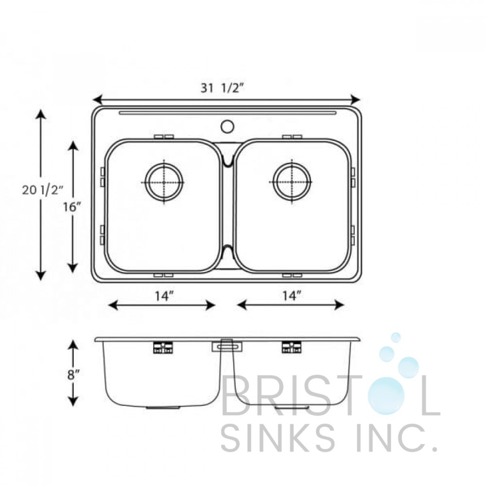B211 Double Bowl DropIn Kitchen Sink Bristol Sinks