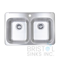 B211 Drop-In Stainless Steel 1-Hole Double Bowl Kitchen Sink