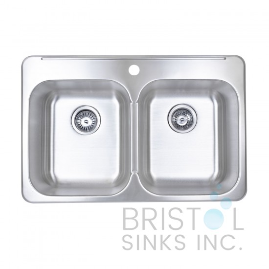 B211 Drop-In Stainless Steel 1-Hole Double Bowl Kitchen Sink