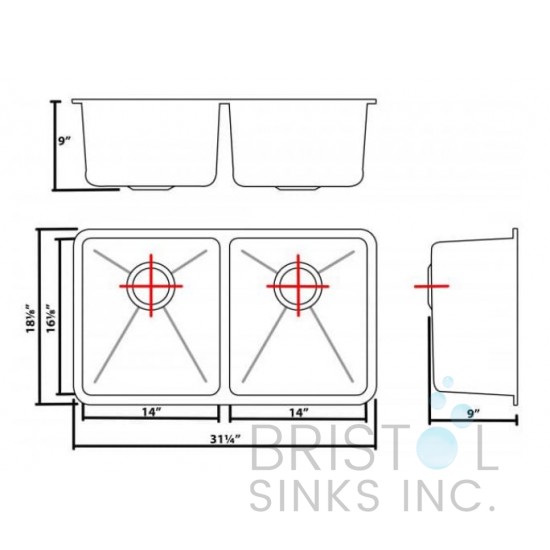 B1607 Undermount Stainless Steel Kitchen Sink 20 mm Corners