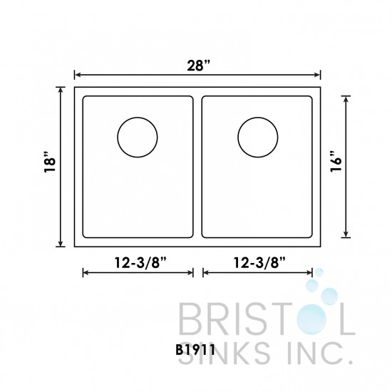 B1911 Undermount Stainless Steel Kitchen Sink 10 mm Corners