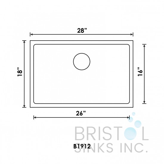 B1912 Undermount Stainless Steel Kitchen Sink 10 mm Corners