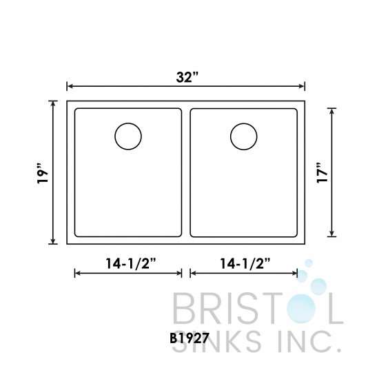 B1927 Undermount Stainless Steel Kitchen Sink 10 mm Corners