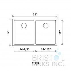 B1927 Undermount Stainless Steel Kitchen Sink 10 mm Corners B1927 Undermount Stainless Steel Kitchen Sink 10 mm Corners
