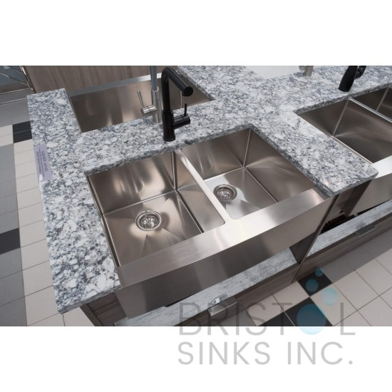 B925 Apron Front Farmhouse Kitchen Double Bowl Sink S. Steel B925 Apron Front Farmhouse Kitchen Double Bowl Sink S. Steel