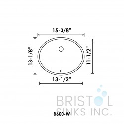 B600-W Vitreous China Oval Undermount Bathroom Sink