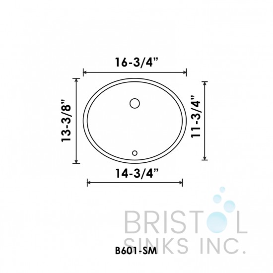 B601-SM Vitreous China Oval Undermount Bathroom Sink