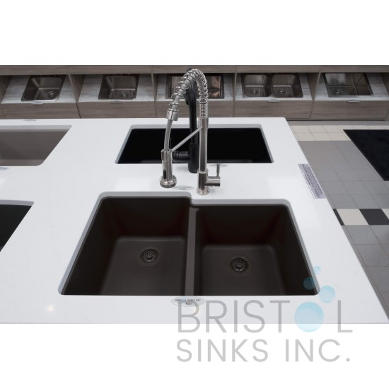 Virtuo Granite Double Undermount Offset Bowl Kitchen Sink 