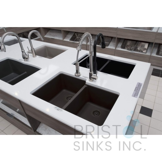 Virtuo Granite Double Undermount Offset Bowl Kitchen Sink 