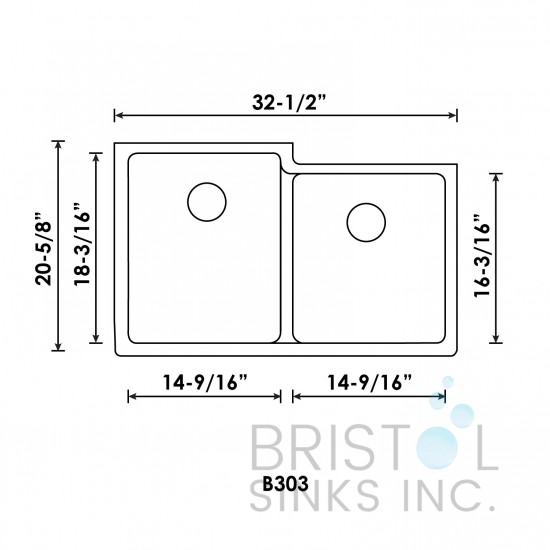 Virtuo Granite Double Undermount Offset Bowl Kitchen Sink 
