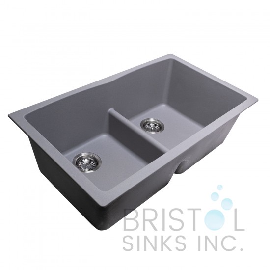 Virtuo Granite Double Undermount Low Divide Bowl Kitchen Sink 