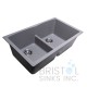 Virtuo Granite Double Undermount Low Divide Bowl Kitchen Sink 