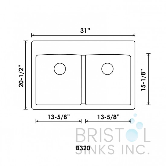 Virtuo Granite Double Topmount Equal Bowl Kitchen Sink 