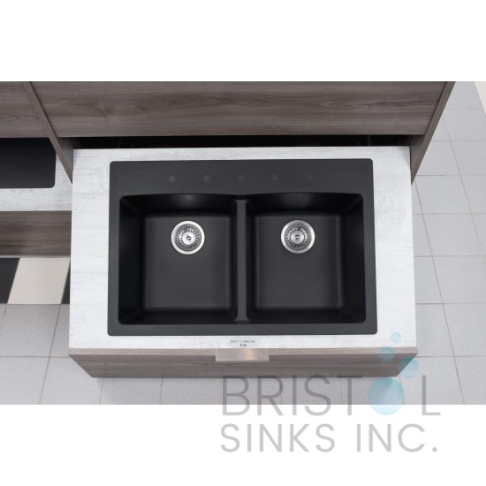 Virtuo Granite Double Topmount Equal Bowl Kitchen Sink 