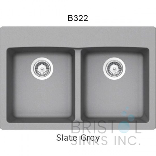 Virtuo Granite Double Topmount Equal Bowl Kitchen Sink 