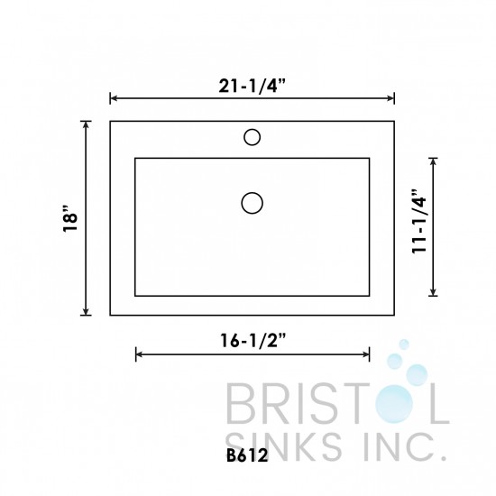 B612 Vitreous China Rectangular Top-mount Bathroom Sink