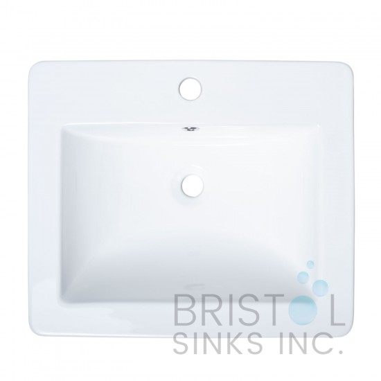 B612 Vitreous China Rectangular Top-mount Bathroom Sink