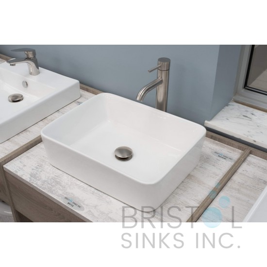 BV112 Above Counter Porcelain Rectangular Vessel Bathroom Sink
