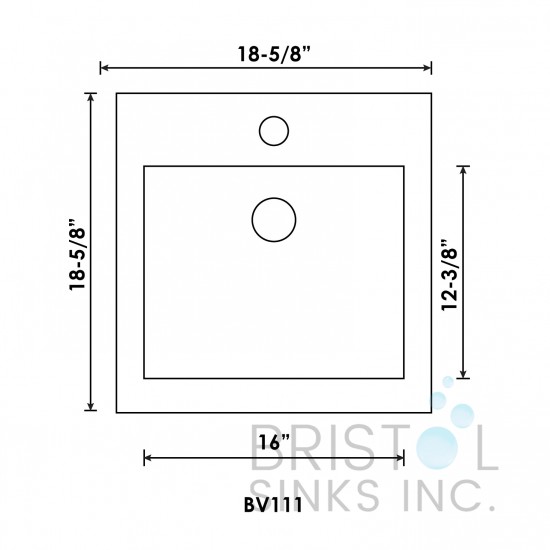 BV111 Above Counter Vitreous China Square Vessel Bathroom Sink