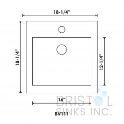 BV111 Above Counter Vitreous China Square Vessel Bathroom Sink BV111 Above Counter Vitreous China Square Vessel Bathroom Sink