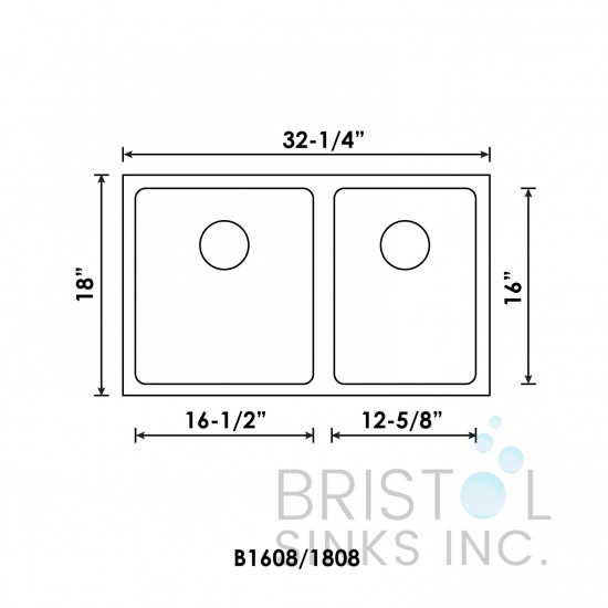 B1608 Undermount Stainless Steel Kitchen Sink 20 mm Corners