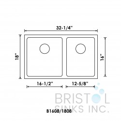 B1608 Undermount Stainless Steel Kitchen Sink 20 mm Corners B1608 Undermount Stainless Steel Kitchen Sink 20 mm Corners