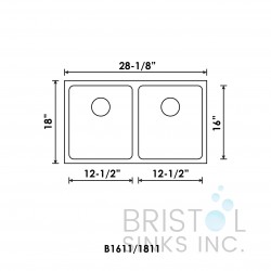 B1611 Undermount Stainless Steel Kitchen Sink 20 mm Corners