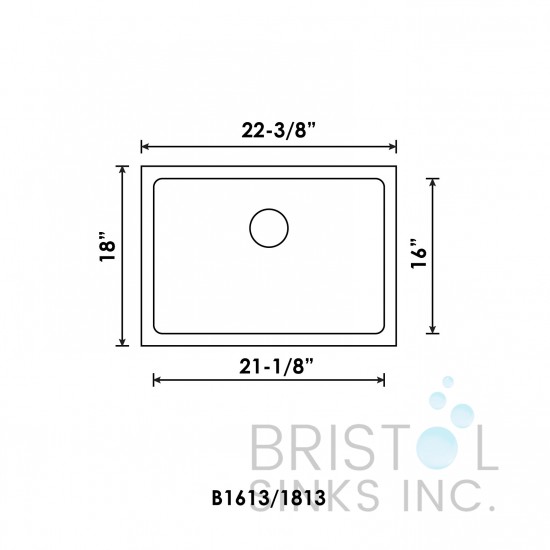 B1613 Undermount Stainless Steel Kitchen Sink 20 mm Corners