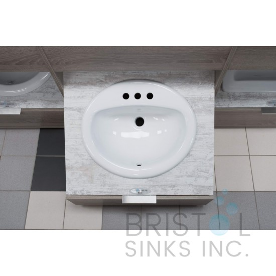 B613 Vitreous China Oval Top-mount Bathroom Sink-3 Faucet Holes