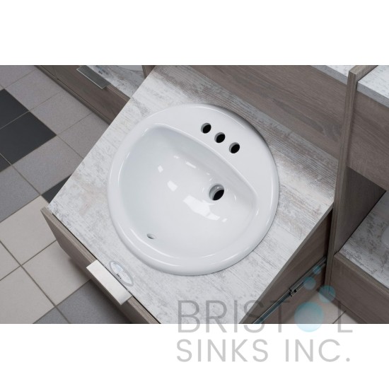 B613 Vitreous China Oval Top-mount Bathroom Sink-3 Faucet Holes