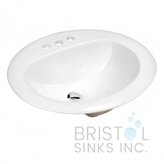 B613 Vitreous China Oval Top-mount Bathroom Sink-3 Faucet Holes