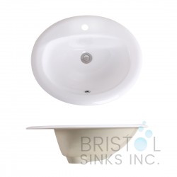 B614 Vitreous China Oval Drop-In Bathroom Sink-1 Faucet Hole