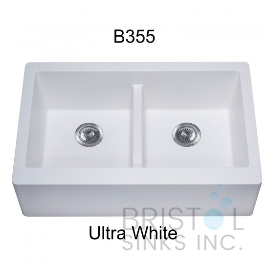 Virtuo Granite Farmhouse/Apron Double Bowl Kitchen Sink