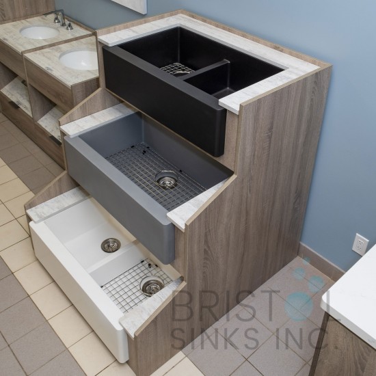 Virtuo Granite Farmhouse/Apron Double Bowl Kitchen Sink