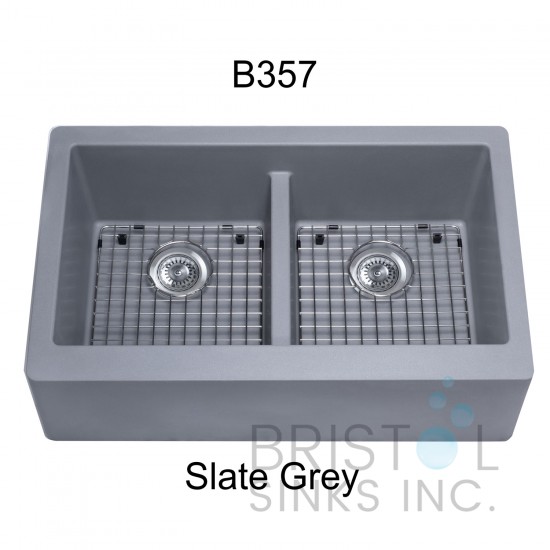 Virtuo Granite Farmhouse/Apron Double Bowl Kitchen Sink